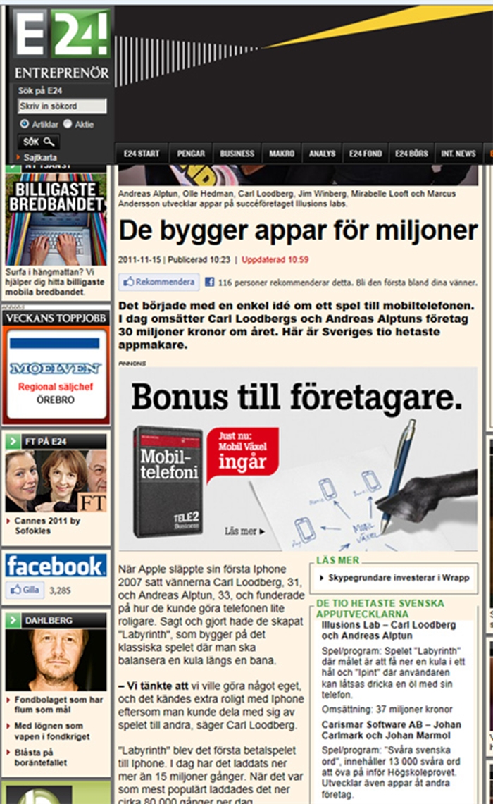Sveriges hetaste app enligt Aftonbladet och E24