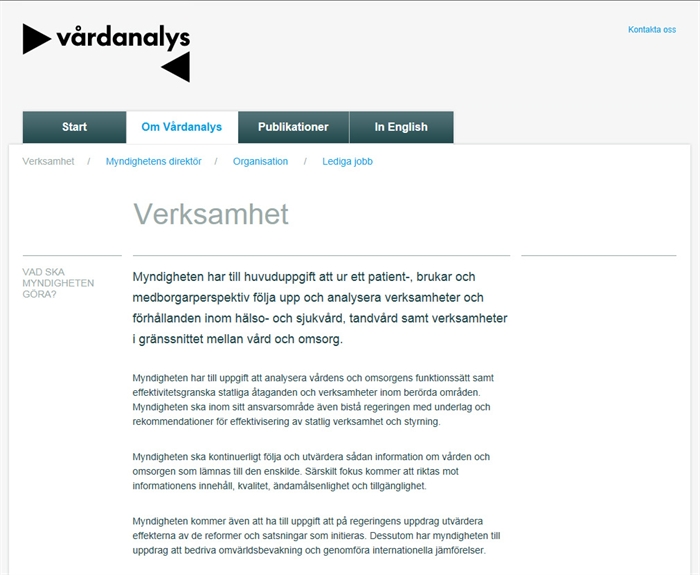 Vårdanalys - Carismar Software